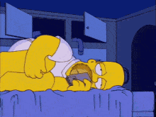 homer sad lying on bed being depressed or cant sleap