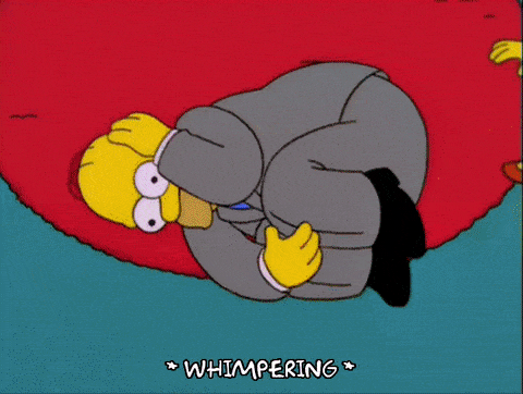 homer wimpering in a ball trauma -