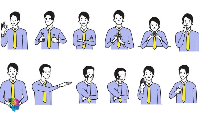 Illustration showing different types of positive body language in a post about how to be friendly