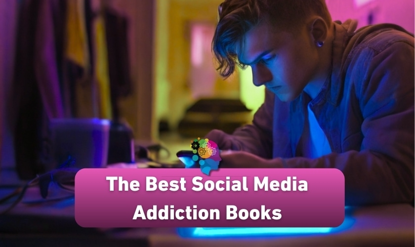 A young person is absorbed in their phone, bathed in the glow of a computer screen, illustrating the focus of the best social media addiction books