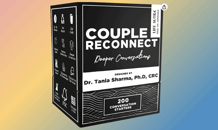 reignite your spark, couple reconnect game fron of box in black and text in white